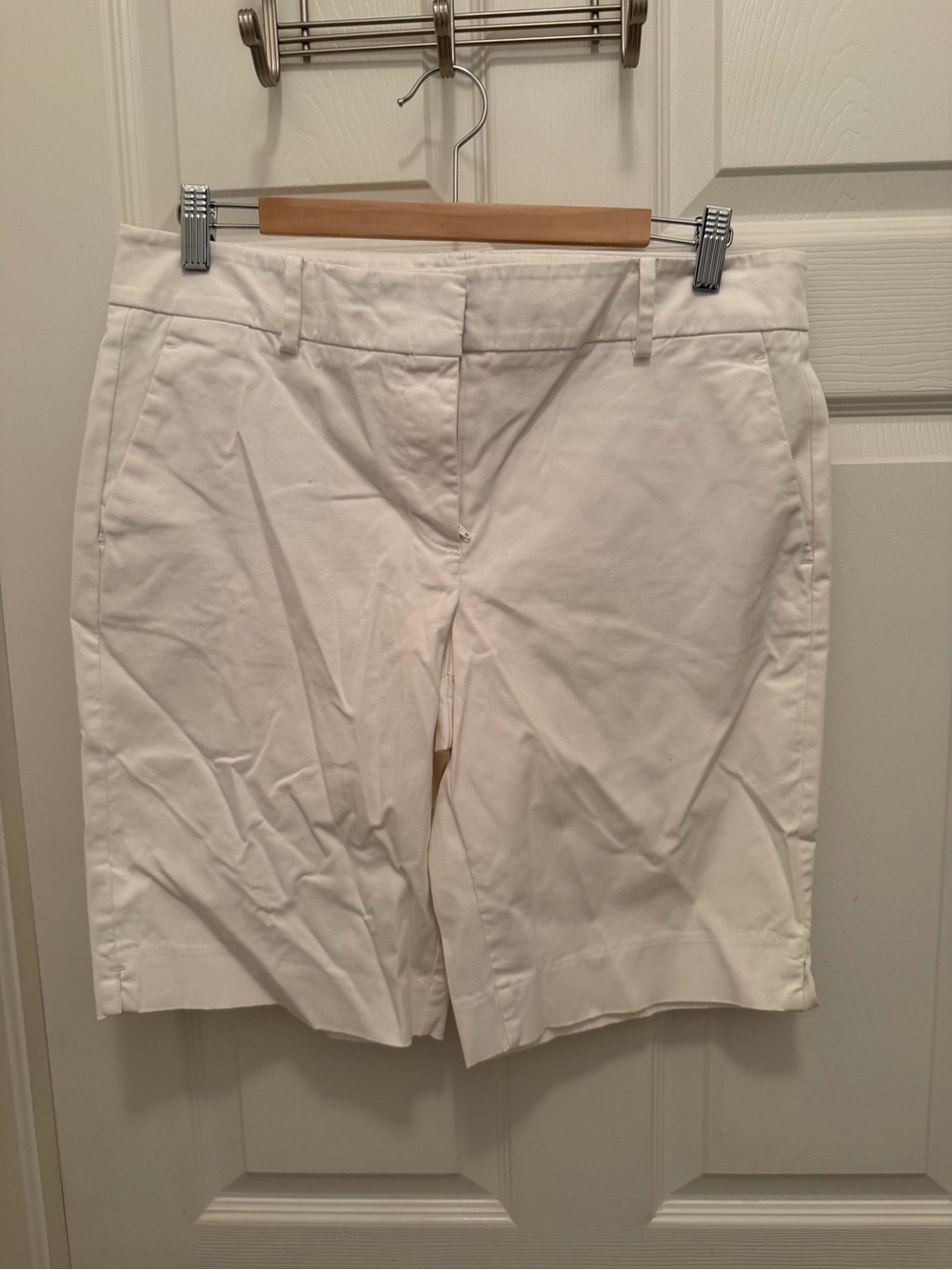 Ann Taylor White Tailored Bermuda Shorts